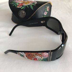 Ed Hardy black Swarovski crystal tiger sunglasses